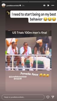Lyles' fiancee makes a funny admission; Instagram - @junellebromfield